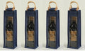 Reusable Burlap Wine Bag Gift Tote – 100% Natural Biodegradable Eco-Friendly Bottle Bag | Durable Organic Jute Wine Carrier for Wine, Champagne, Liquor | Sustainable Packaging- PACK OF 4- BLUE