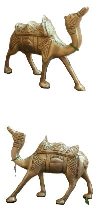 Brass Camel Statue Set of 2 – Handcrafted Decorative Camel Figurines | Traditional Indian Brass Handicraft | Vintage Desert Camel Showpiece for Home Decor, Living Room, Office & Gift