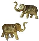Brass Elephant Statue Small set of 2– Handcrafted Solid Brass Elephant Figurine | Vastu & Feng Shui Lucky Elephant for Home Décor, Office, Living Room & Gift | Traditional Indian Handicraft (SmallSize) set of 2