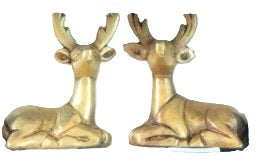 Handcrafted Brass Deer Figurines Set of 2 – Vintage Metal Deer Statues for Home Decor, Tabletop & Shelf Accent – Traditional Indian Brass Handicraft, Elegant Decorative Showpieces for Living Room & Office
