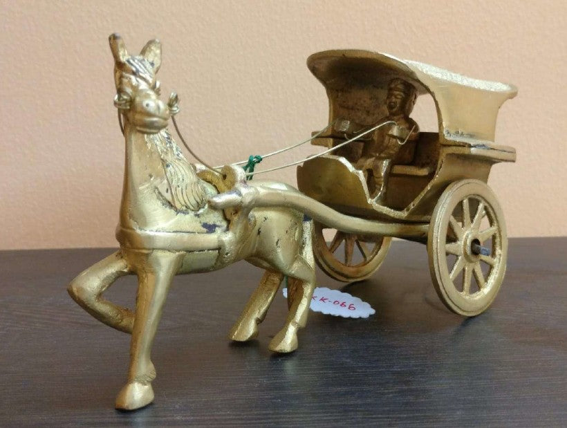 Brass Handicraft Chariot with Moving Wheels | Traditional Indian Brass Rath Figurine | Decorative Temple Chariot Statue | Vintage Metal Home Decor for Living Room, Office & Pooja Room | Handcrafted Collectible Gift