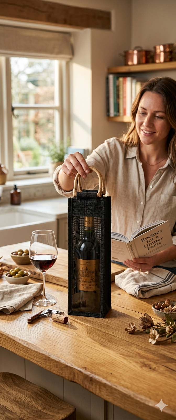 Reusable Burlap Wine Bag Gift Tote – 100% Natural Biodegradable Eco-Friendly Bottle Bag | Durable Organic Jute Wine Carrier for Wine, Champagne, Liquor | Sustainable Packaging- PACK OF 4- BLUE