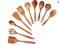 Premium Wooden Cooking & Serving Utensil Set – Natural Hardwood Kitchen Utensils | Non-Stick Safe Spatula, Spoon & Ladle Set | Eco-Friendly Durable Wooden Kitchen Tool Set for Cooking, Stirring & Serving