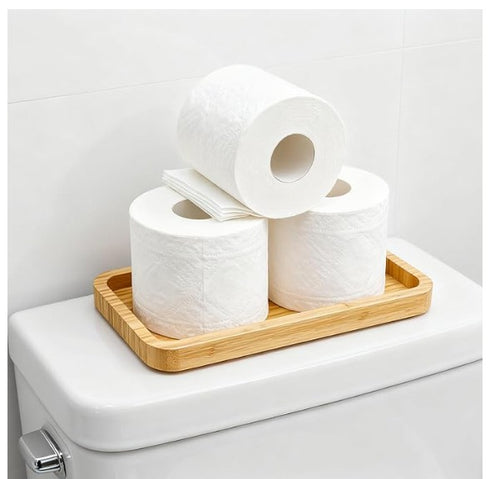 Bamboo Bathroom Vanity Tray for Countertop – Natural Wooden Organizer Tray for Perfume, Toiletries & Décor | Stylish Toilet Tank Tray for Bathroom Accessories