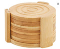 Wooden Bamboo Coasters Set of 6 with Holder – Natural Bamboo Drink Coaster Set with Storage Stand – Eco-Friendly Table Protection for Coffee, Tea, Wine & Drinks – Stylish Home, Kitchen & Office Décor
