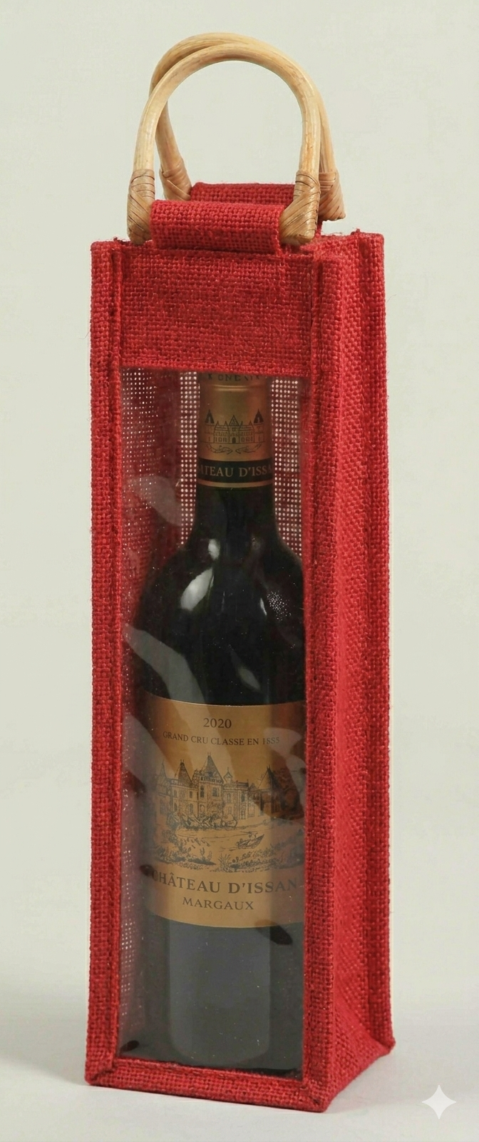 Reusable Jute Wine Bag Gift Tote – 100% Natural Biodegradable Eco-Friendly Bottle Bag | Durable Organic Jute Wine Carrier for Wine, Champagne, Liquor | Sustainable Packaging- PACK OF 4- RED